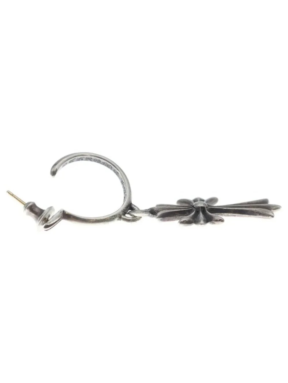 Chrome Hearts Tiny CH Cross Hoop Earrings Silver